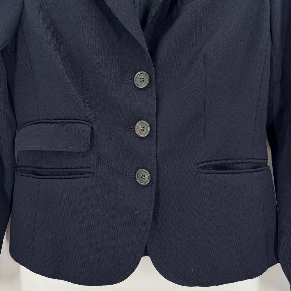 J. CREW Navy Blue 3 Button Schoolboy Blazer Jacket Size 2 - Picture 3 of 7